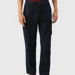 Bene Kleed Navy Cotton Relaxed Fit Cargo Jeans-image-63
