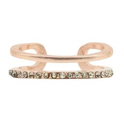 JOKER & WITCH Rose Gold-Plated & White Rhinestone-Studded Soraida Dainty Finger Ring-image-34