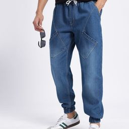 glitchez Men Faded Silky Denim Relaxed Jogger Fit Jeans-picture-6