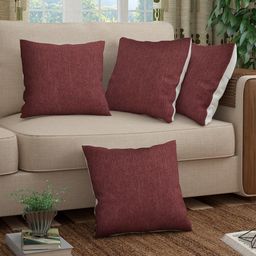 Story@home Maroon Set of 4 Square Cushion Covers-28