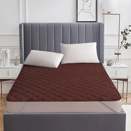RRC Coffee Brown Quilted Water Resistant Microfiber Cotton Mattress Protector-picture-31
