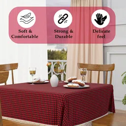 Kuber Industries Maroon & Black Geometric Printed Waterproof 4-Seater Square Table Cover image 5