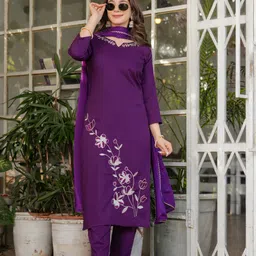 KALINI Women Ethnic Motifs Embroidered Regular Sequinned Kurta with Trousers & With Dupatta-0