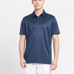 Adidas Blue Regular Fit Printed Sports Polo-image-100