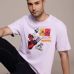 WROGN Deadpool Printed Drop-Shoulder Sleeves Pure Cotton Oversized T-shirt-image-29