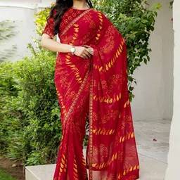 KALINI women Bandhani Pure Georgette Saree-image-23