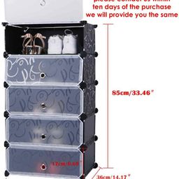 AYSIS DIY Shoe Rack Organizer/Multi-Purpose Plastic 5 Layers Portable and Folding Shoe Rack (Black) image 2