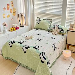 JC HOME Green & White Printed Cotton Double King Bed & Pillow Cover-image-68