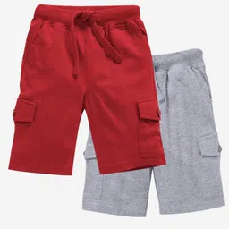 Kiddopanti Solid Shorts Pack Of 2 - Red And Grey-picture-25