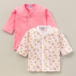 Ben Benny Full Sleeves Solid Color & Printed Vests Pack Of 2 - Pink White-image-98