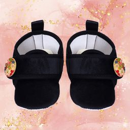 Coco Candy Flower Design Button WithVelcro Closure Booties- Black-image-41