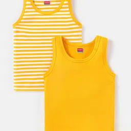 Babyhug 100% Cotton Sleeveless Sando Solid Pack of 2 - Yellow-picture-15