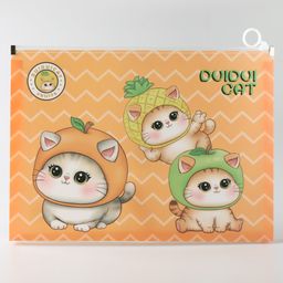 ZOE Kitten Print A4 Size Zip Folders Pack of 2 - Orange-23