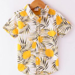 Kookie Kids Woven Half Sleeves Lemon Print Shirt - White-picture-6