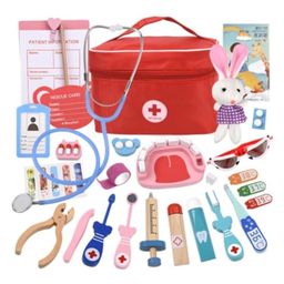 Ji and Ja Doctor Kit for Kids Wooden Dentist Set with Working Stethoscope Doctor Playset Pretend Play Doctors Set for Children (Multicolor)-image-32