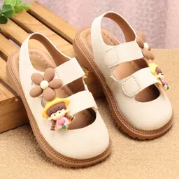 Babyoye Ballerinas with Velcro Closure Doll & Floral Applique - Brown-picture-17
