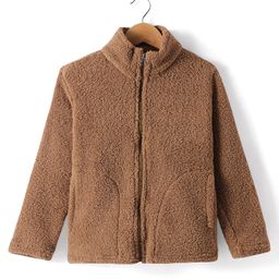 Kanvin Fleece Woven Full Sleeves Solid Colour Winter Jacket - Dark Red-image-21