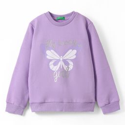 UCB Cotton Knit Full Drop Shoulder Sleeves Sweatshirt with Butterfly & Foil Glitter Print - Lilac-image-87