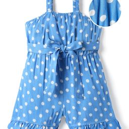 Mark & Mia Rayon Woven Sleeveless Jumpsuit With Polka Dot Print - Blue-image-5