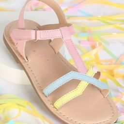 Aria+Nica Criss Cross Colour Blocked With Velcro Closure Sandals - Multi Colour-image-54