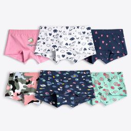 Ariel Cotton Blend Pack Of 6 Unicorn & Hearts Printed Hipsters - Multi Colour-image-66