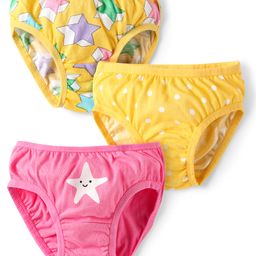 Babyhug 100% Cotton Polka Dots & Star Printed Panties Pack Of 3 - Yellow & Pink-image-57