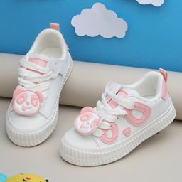TRUFFLE COLLECTION Panda Applique Detailed Lace Ups Sneakers - Pink-image-73