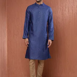 Fabindia Men Ethnic Motifs Printed Thread Work Kurta-0