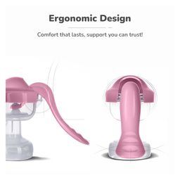 R for Rabbit First Feed Manual Breast Pump with 2 Level Suction Adjustment & Soft and Gentle Silica Pad - Pink image 3