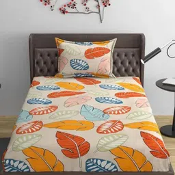 Innovative Edge Orange 160 TC Single Bedsheet with 1 Pillow Covers-image-69