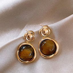 DIVASTRI Gold Plated Artificial Stones Studded Contemporary Korean Drop Earrings-91
