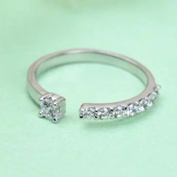 Clara 92.5 Sterling Silver Swiss Zircon Rhodium-Plated Cute Adjustable Ring for Women-image-88