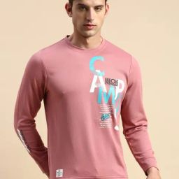 SHOWOFF Pink Slim Fit Printed Sweatshirt-image-15