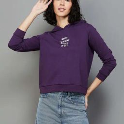 Ginger by Lifestyle Purple Cotton Printed Hoodie-image-33