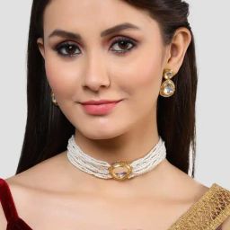 Karatcart White Necklace & Earring Set for Women-picture-15