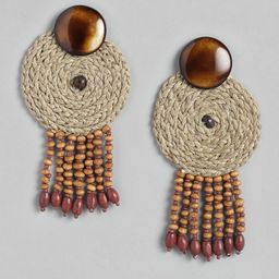 RICHEERA Brown & Beige Circular Drop Earrings-image-32