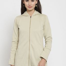Belle Fille Women Beige Solid Open Front Jacket-34