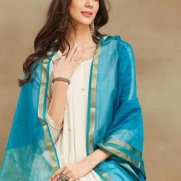 Fabindia Woven Design Cotton Silk Dupatta with Zari-picture-10