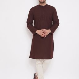 even Men Brown Solid Straight Kurta-picture-36