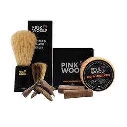 PINK WOOLF Oudh & Sandalwood Pre Shave Oil, After Shave Balm, Shaving Brush & Soap-8
