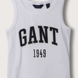 Gant Kids White & Black Cotton Printed T-Shirt-image-48