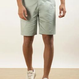 Andamen Green Cotton Regular Fit Shorts-picture-14