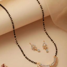 Aatmana Black Gold-Plated Beaded & AD Studded Mangalsutra Set for Women-10