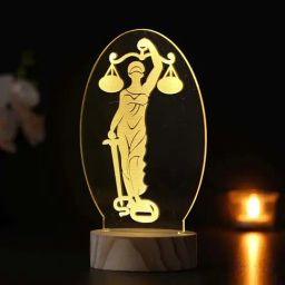 eCraftIndia Gold Acrylic Lady Justice Holding Scales Design Table Lamp With Rechargeable Battery-image-86