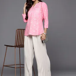 Indo Era Pure Cotton Floral Printed Regular Top-image-29
