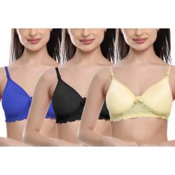 FIMS: Fashion is my Style Black & Beige Lace Work Everyday Bras - Pack Of 3-picture-25