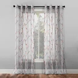SPACES DRAPE STORY Elegent Floral Pink & Blue Polyester 9 ft Long Door Curtains - Set of 2-picture-36