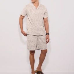 Hoversoul Beige Cotton Regular Fit Printed Co-Ord Set-picture-8