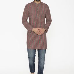 Wintage Men Red & Black Striped Straight Kurta-picture-55