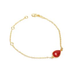 March by FableStreet 18k Gold-Plated 92.5 Sterling Silver Carnelian Chain Bracelet for Women-image-3